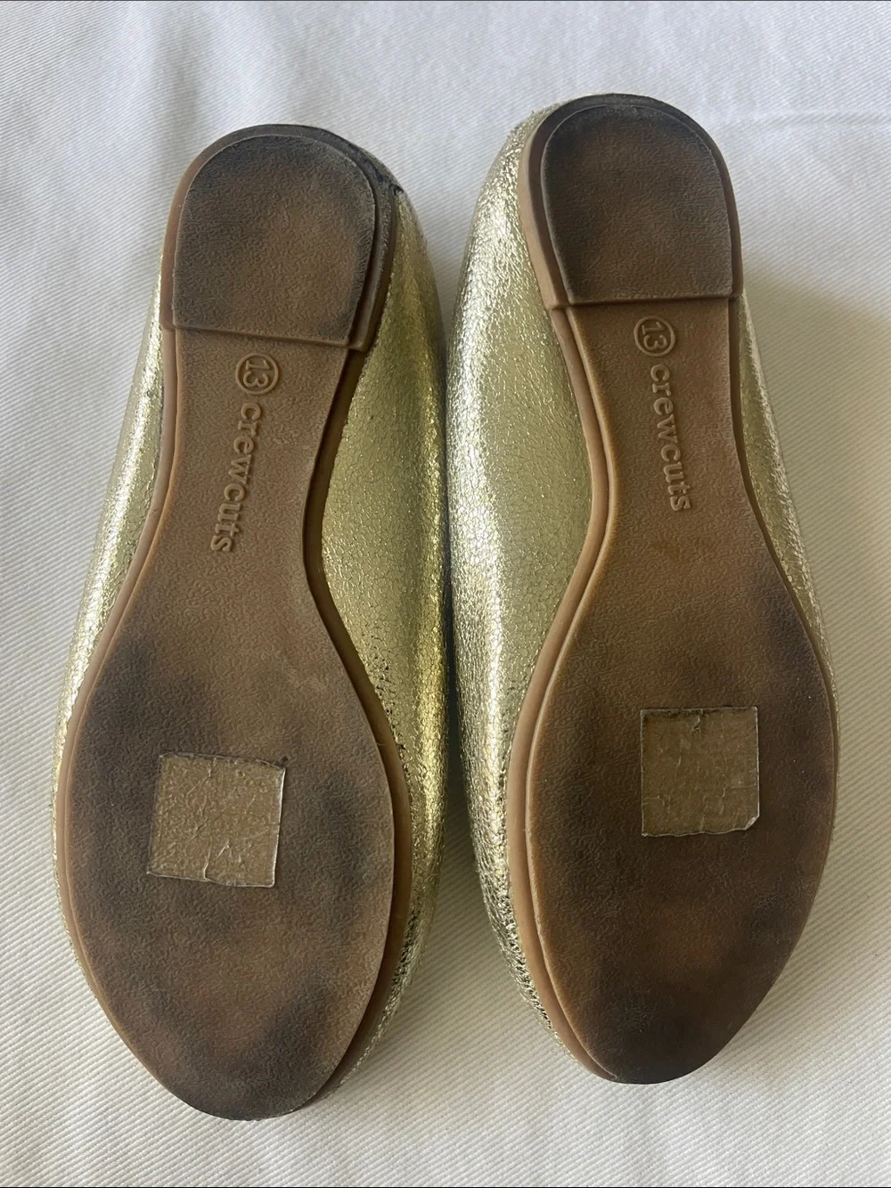 Crewcuts Size 13 Girls Shimmering Gold Bow Ballet Flats